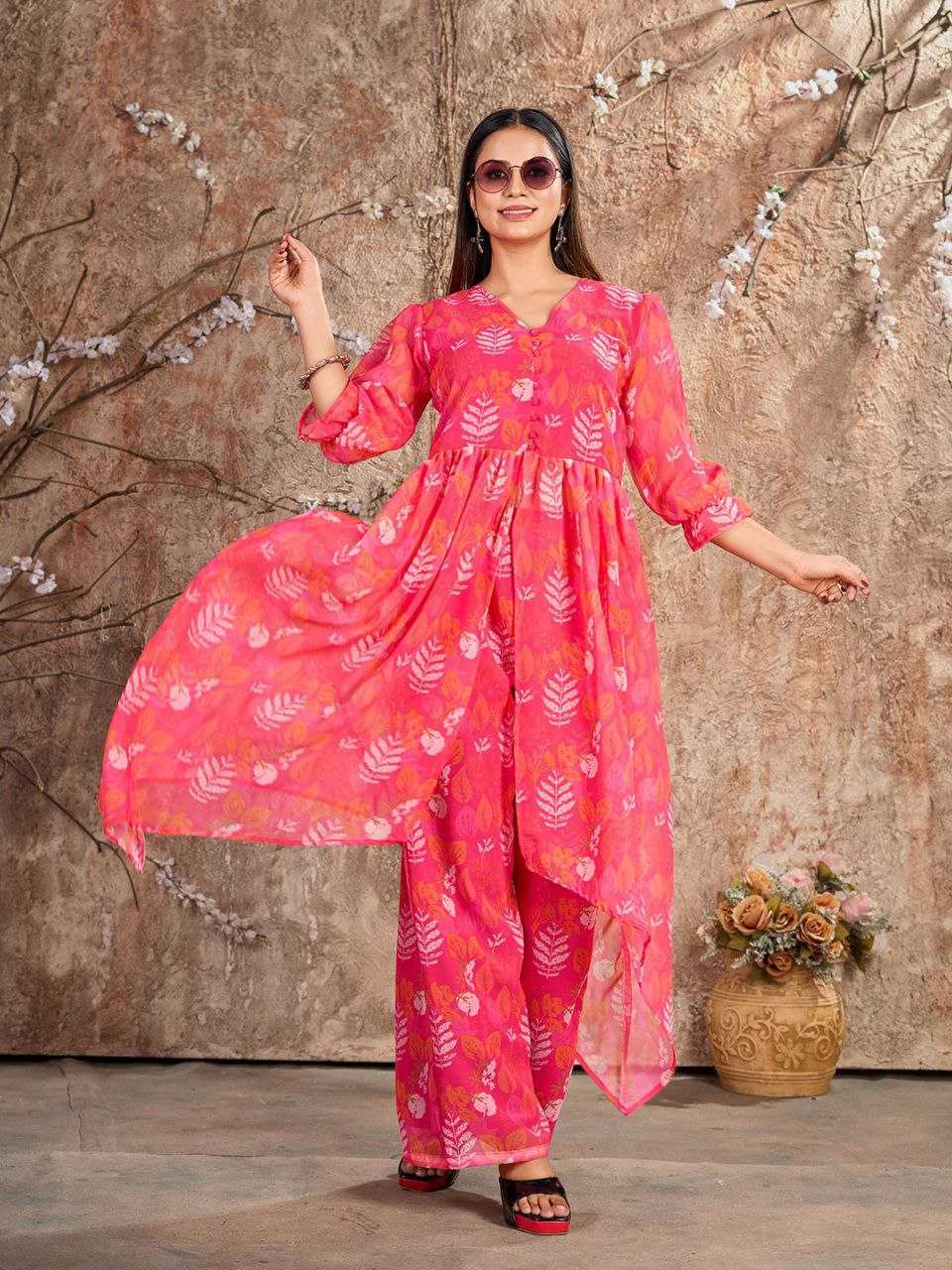 YNF FAUX GEORGETTE KESH243 1024 KURTIS WHOLESALE KURTIS WITH BOTTOM PRINTED FANCY GEORGETTE KURTIS MANUFACTURER - Deevit International