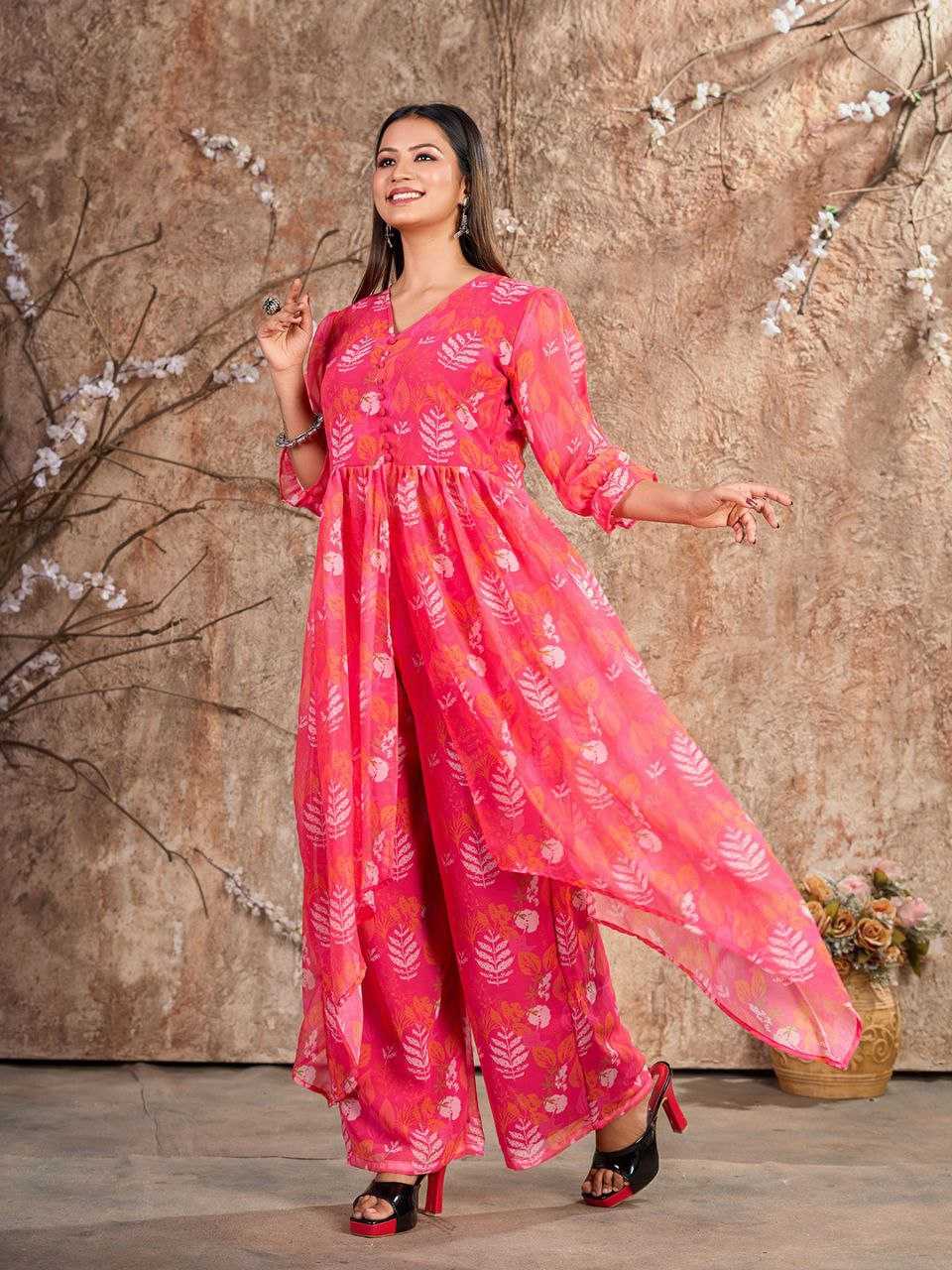 YNF FAUX GEORGETTE KESH243 1024 KURTIS WHOLESALE KURTIS WITH BOTTOM PRINTED FANCY GEORGETTE KURTIS MANUFACTURER - Deevit International