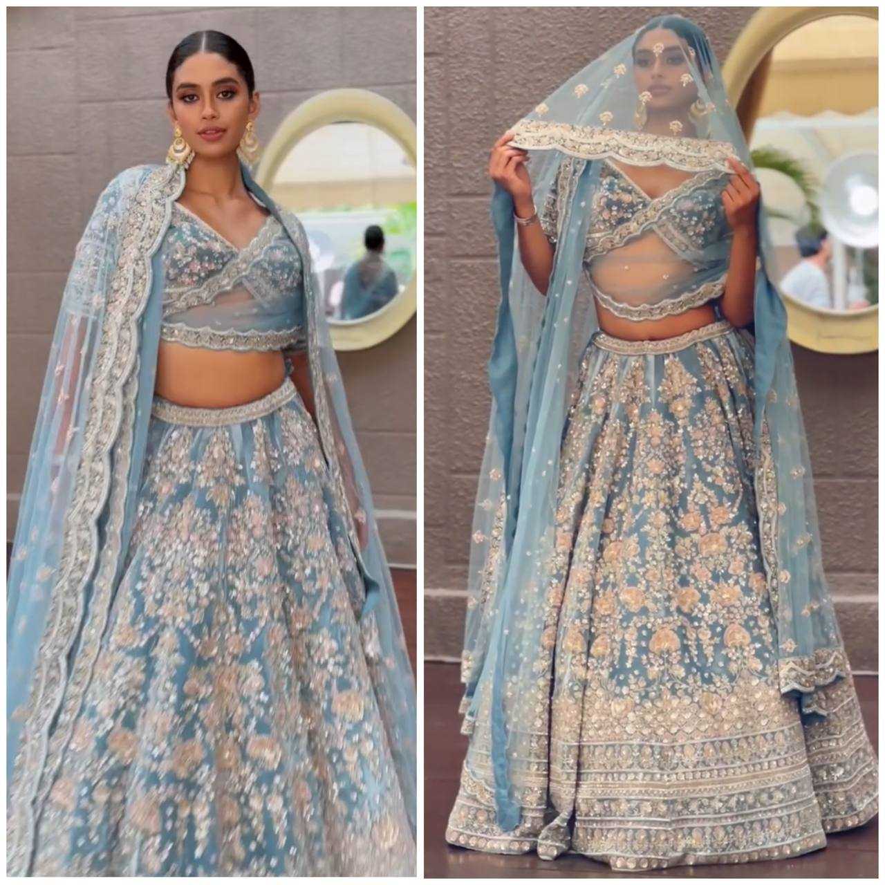 YNF FAUX GEORGETTE RIN108 1696 LEHENGAS WHOLESALE GEORGETTE DESIGNER WEDDING EMBROIDERED SQUNIS LEHENGAS MANUFACTURER - Deevit International