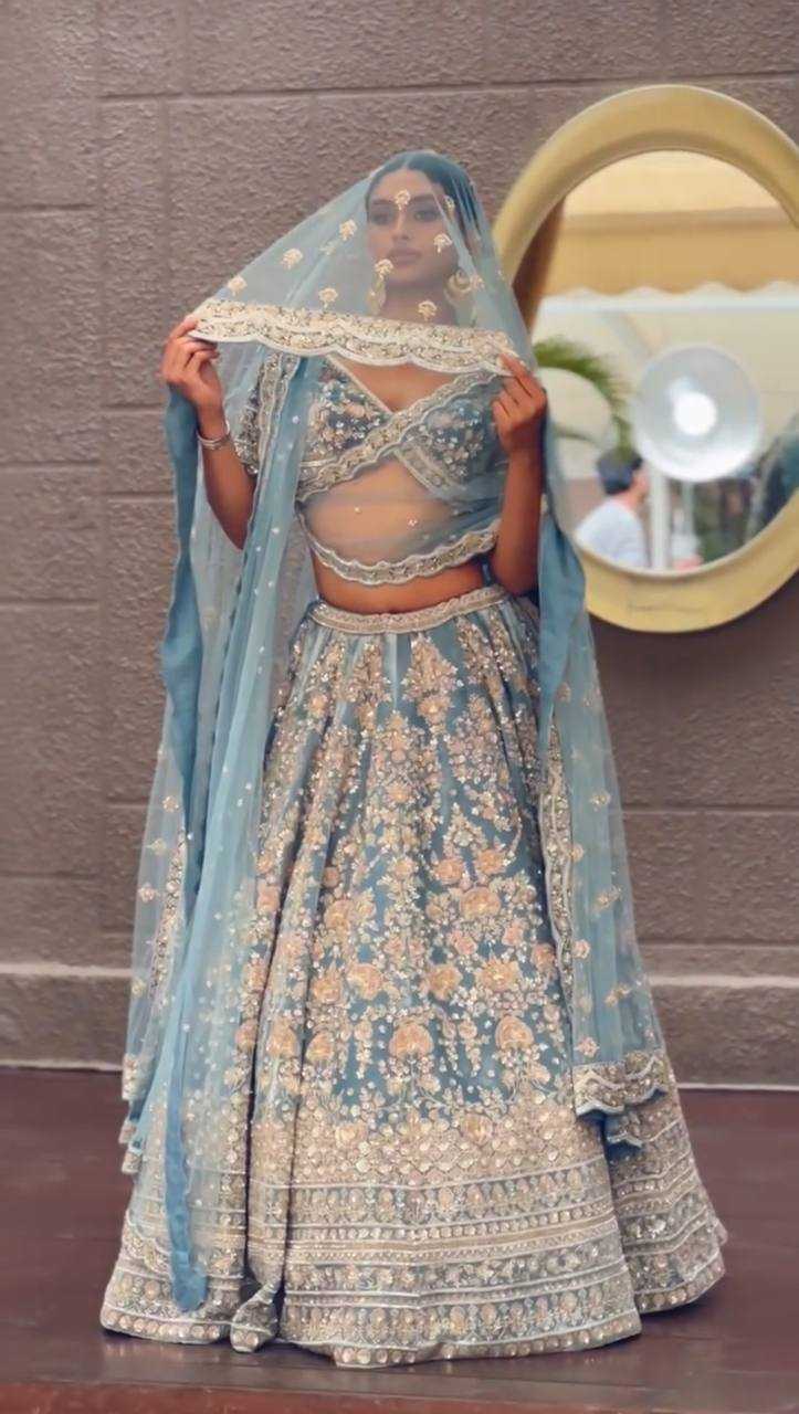 YNF FAUX GEORGETTE RIN108 1696 LEHENGAS WHOLESALE GEORGETTE DESIGNER WEDDING EMBROIDERED SQUNIS LEHENGAS MANUFACTURER - Deevit International