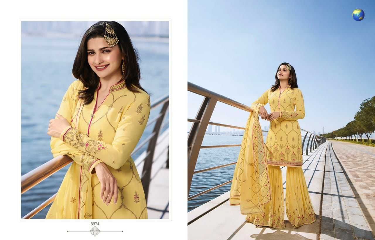 YNF FAUX GEORGETTE RIN131 8974 SUITS & DRESSES WHOLESALE SHARARA EMBROIDERY GEORGETTE YELLOW SALWAR SUITS MANUFACTURE - Deevit International