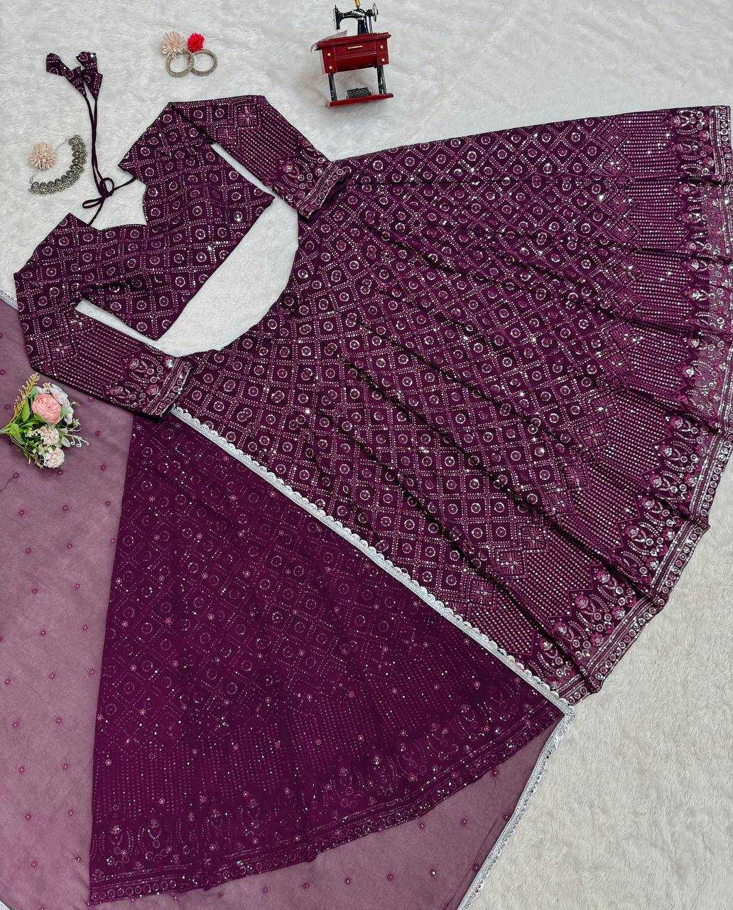 YNF FAUX GEORGETTE RIN162 312 LEHENGAS WHOLESALE GEORGETTE DESIGNER WEDDING SQUNIS LEHENGAS MANUFACTURER - Deevit International