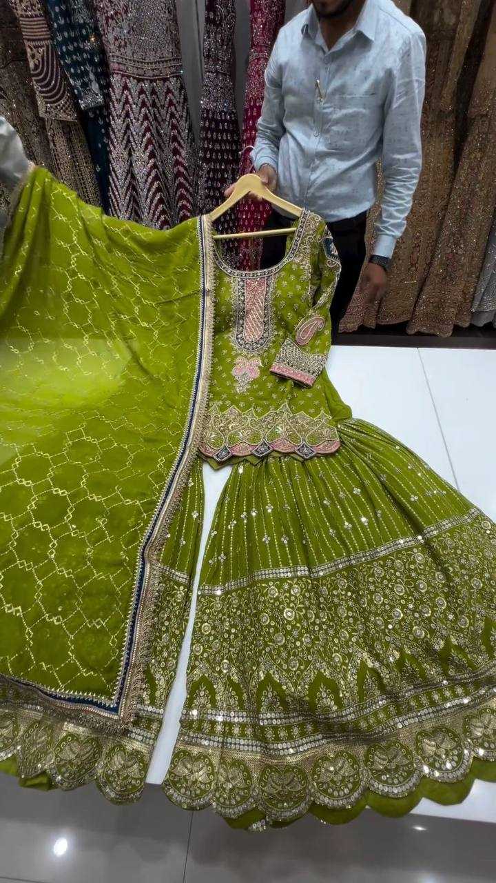 YNF FAUX GEORGETTE RIN169 5776 SUITS & DRESSES WHOLESALE GEORGETTE  SHARARA SALWAR WEDDING GREEN SUITS MANUFACTURE - Deevit International