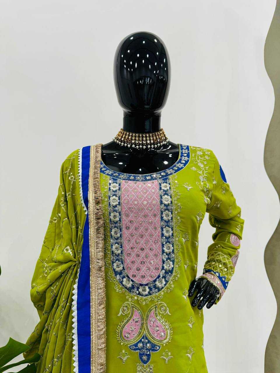 YNF FAUX GEORGETTE RIN169 5776 SUITS & DRESSES WHOLESALE GEORGETTE  SHARARA SALWAR WEDDING GREEN SUITS MANUFACTURE - Deevit International