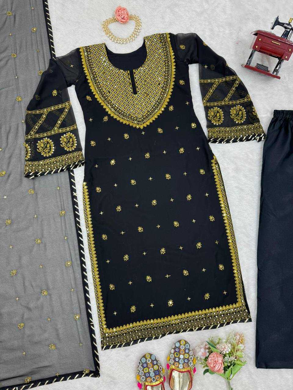 YNF FAUX GEORGETTE RIN169 5786 SUITS & DRESSES WHOLESALE PAKISTANI BLACK SALWAR GEORGETTE EID COLLECTIONS SUITS MANUFACTURE - Deevit International