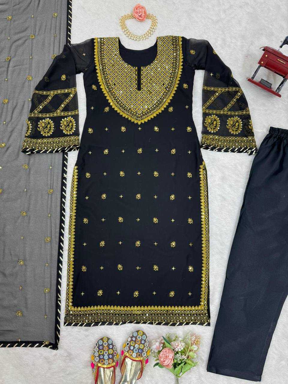 YNF FAUX GEORGETTE RIN169 5786 SUITS & DRESSES WHOLESALE PAKISTANI BLACK SALWAR GEORGETTE EID COLLECTIONS SUITS MANUFACTURE - Deevit International