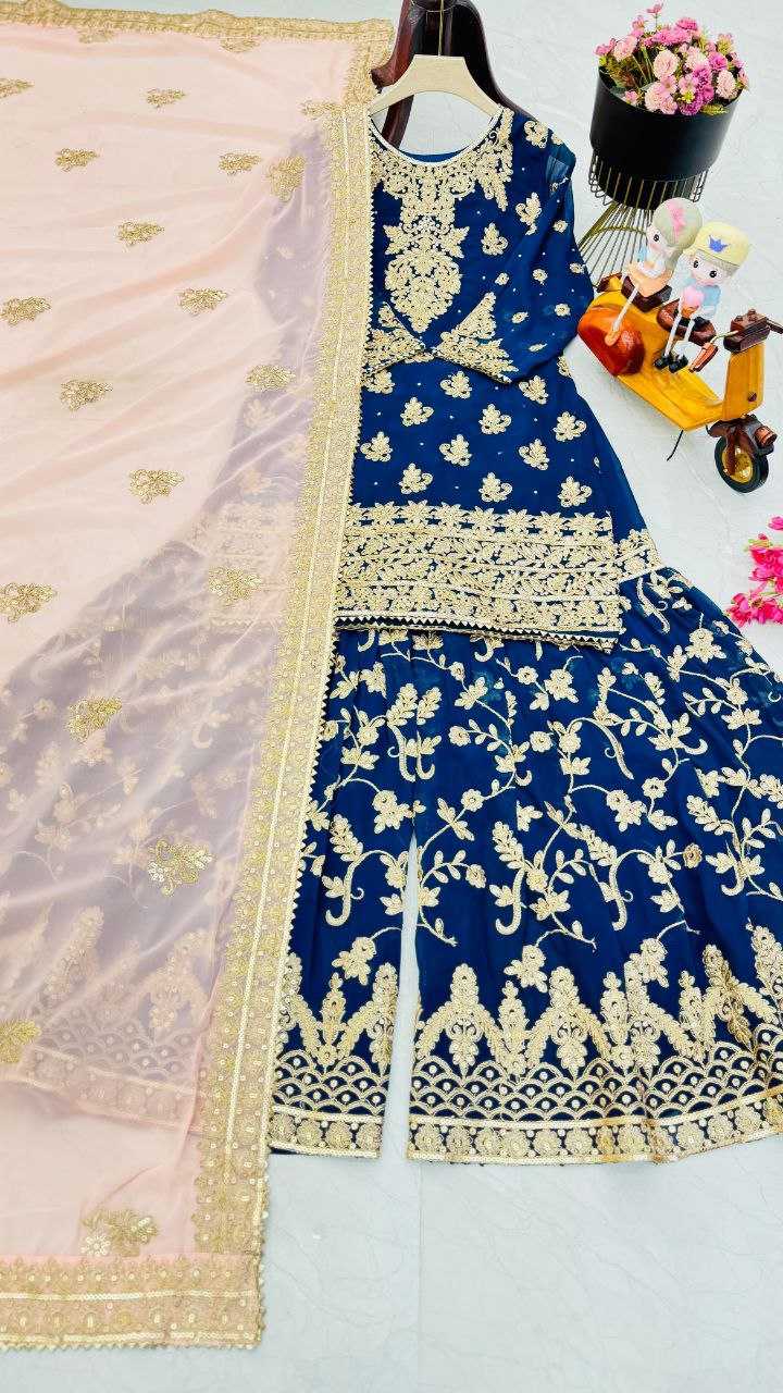 YNF FAUX GEORGETTEKESH158 100905 SUITS & DRESSES WHOLESALE SHARARA SALWAR EMBROIDERED GEORGETTE LADIES PAKISTANI WEDDING SUITS MANUFACTURER - Deevit International