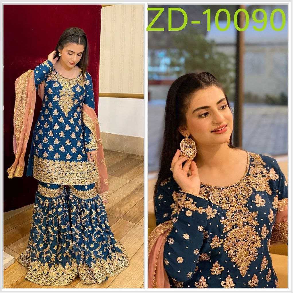 YNF FAUX GEORGETTEKESH158 100905 SUITS & DRESSES WHOLESALE SHARARA SALWAR EMBROIDERED GEORGETTE LADIES PAKISTANI WEDDING SUITS MANUFACTURER - Deevit International