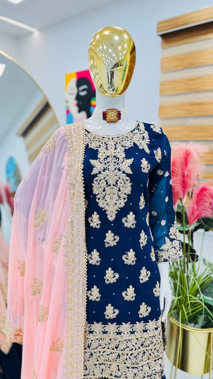 YNF FAUX GEORGETTEKESH158 100905 SUITS & DRESSES WHOLESALE SHARARA SALWAR EMBROIDERED GEORGETTE LADIES PAKISTANI WEDDING SUITS MANUFACTURER - Deevit International