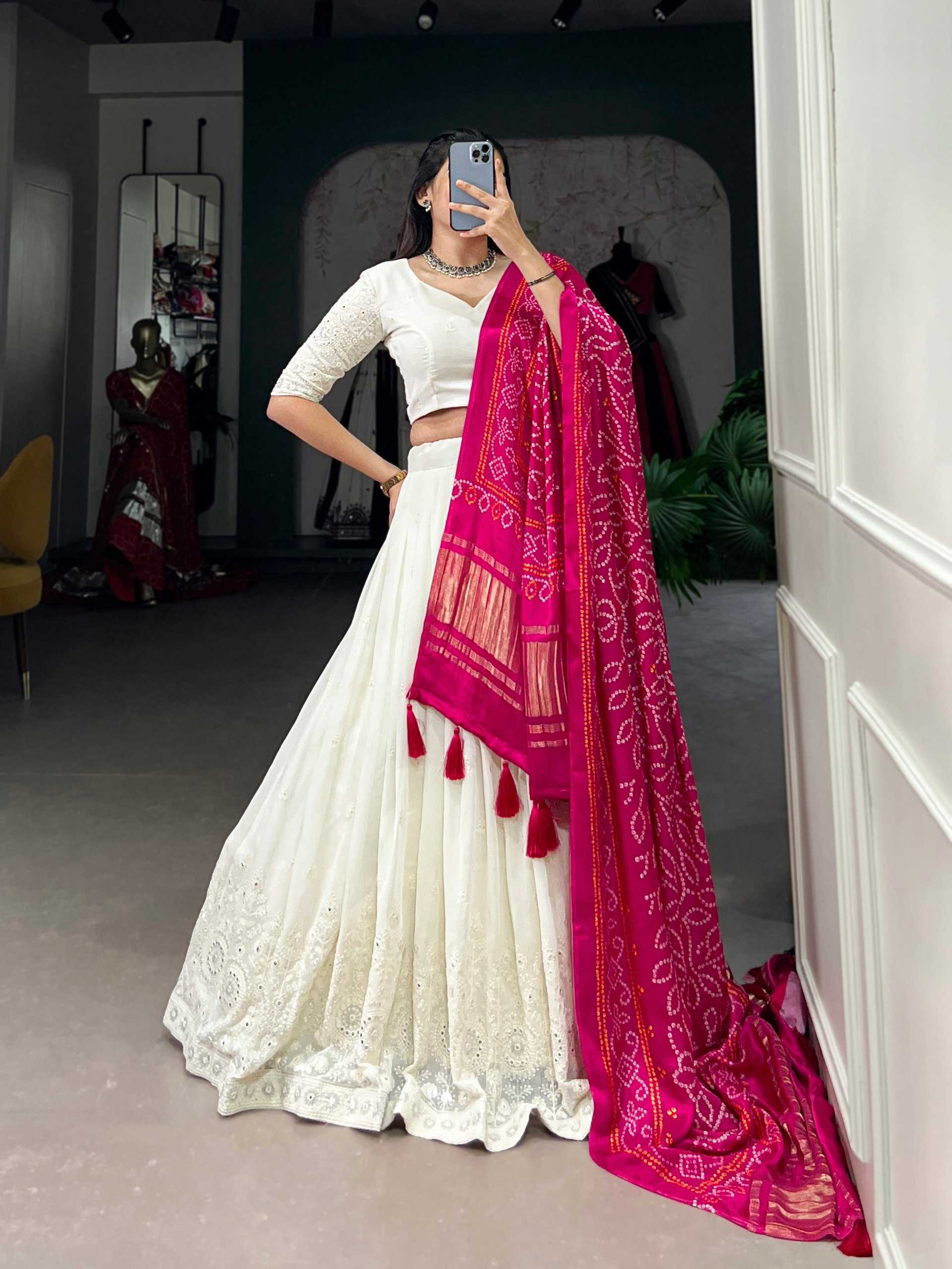 YNF GEORGETTE KESH134 1501 LEHENGAS WHOLESALE GEORGETTE WEDDING WHITE LEHENGA WITH DUPTTA WEDDING LEHENGAS MANUFACTURER - Deevit International