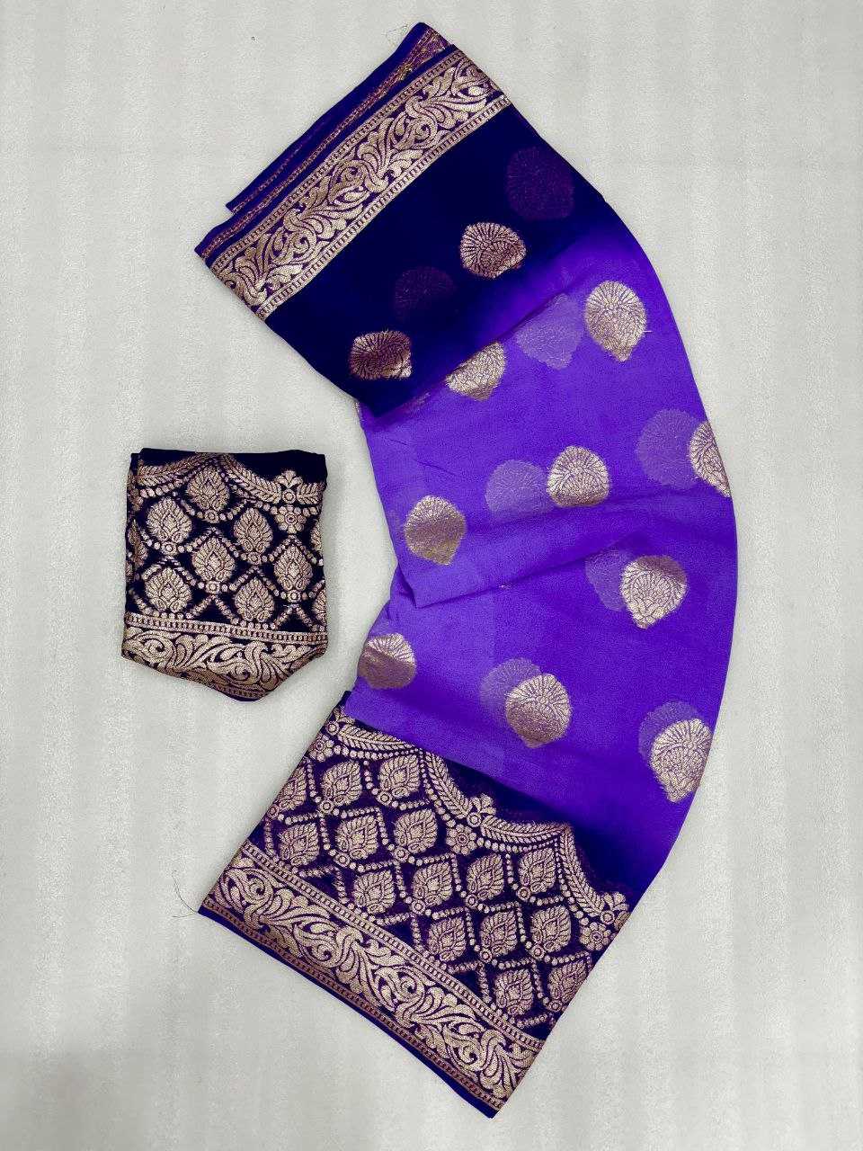 YNF GEORGETTE KESH213 RIN05 SAREES WHOLESALE GEORGETTE PURPLE VISCOSE ZARI SAREES MANUFACTURER - Deevit International