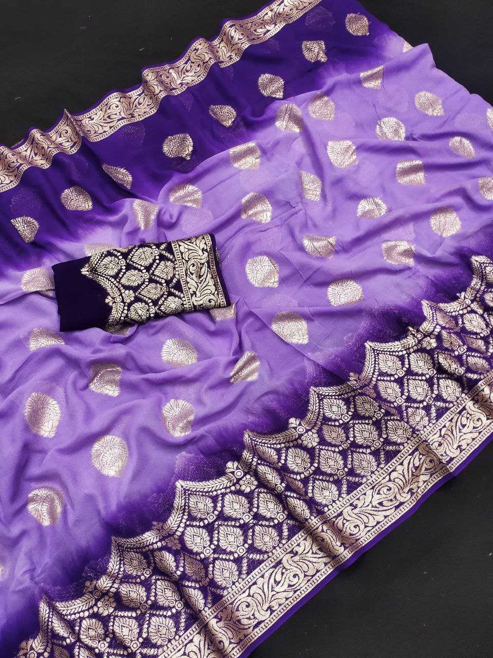 YNF GEORGETTE KESH213 RIN05 SAREES WHOLESALE GEORGETTE PURPLE VISCOSE ZARI SAREES MANUFACTURER - Deevit International