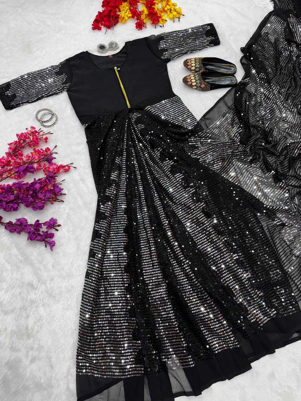 YNF GEORGETTE KESH223 DSF06 SAREES WHOLESALE FANCY GOWNS PARTY WEAR GEORGETTE SAREES GOWNS DESIGNER MANUFACTURER - Deevit International