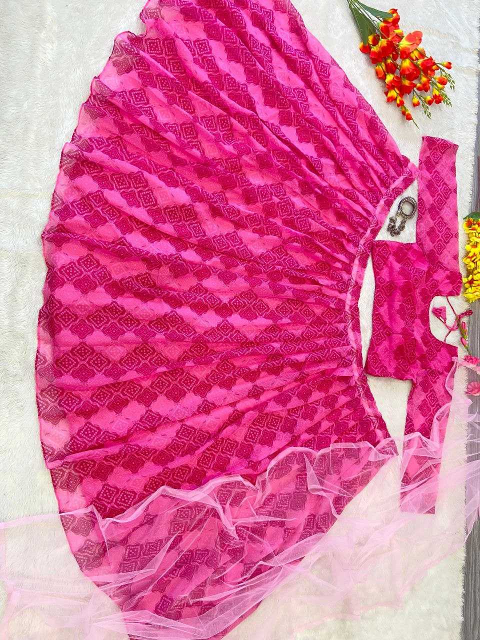 YNF GEORGETTE RIN121 1005 LEHENGAS WHOLESALE WEDDING PRINTED GEORGETTE PINK LEHENGAS MANUFACTURER - Deevit International