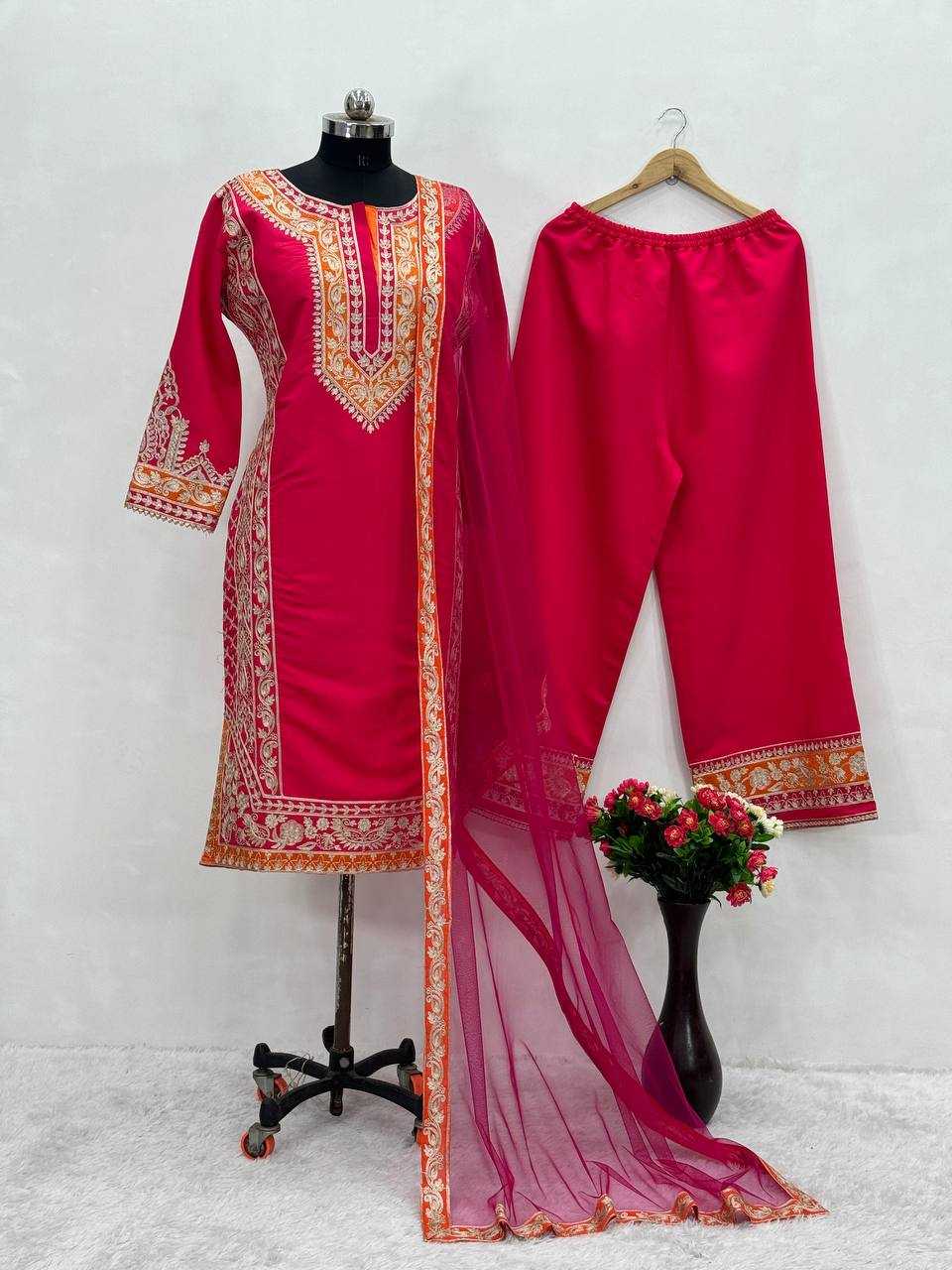 YNF HEAVY ROMAN SILK KESH139 1659 SUITS & DRESSES WHOLESALE LADIES SILK WEDDING PINK SALWAR SUITS MANUFACTURE - Deevit International