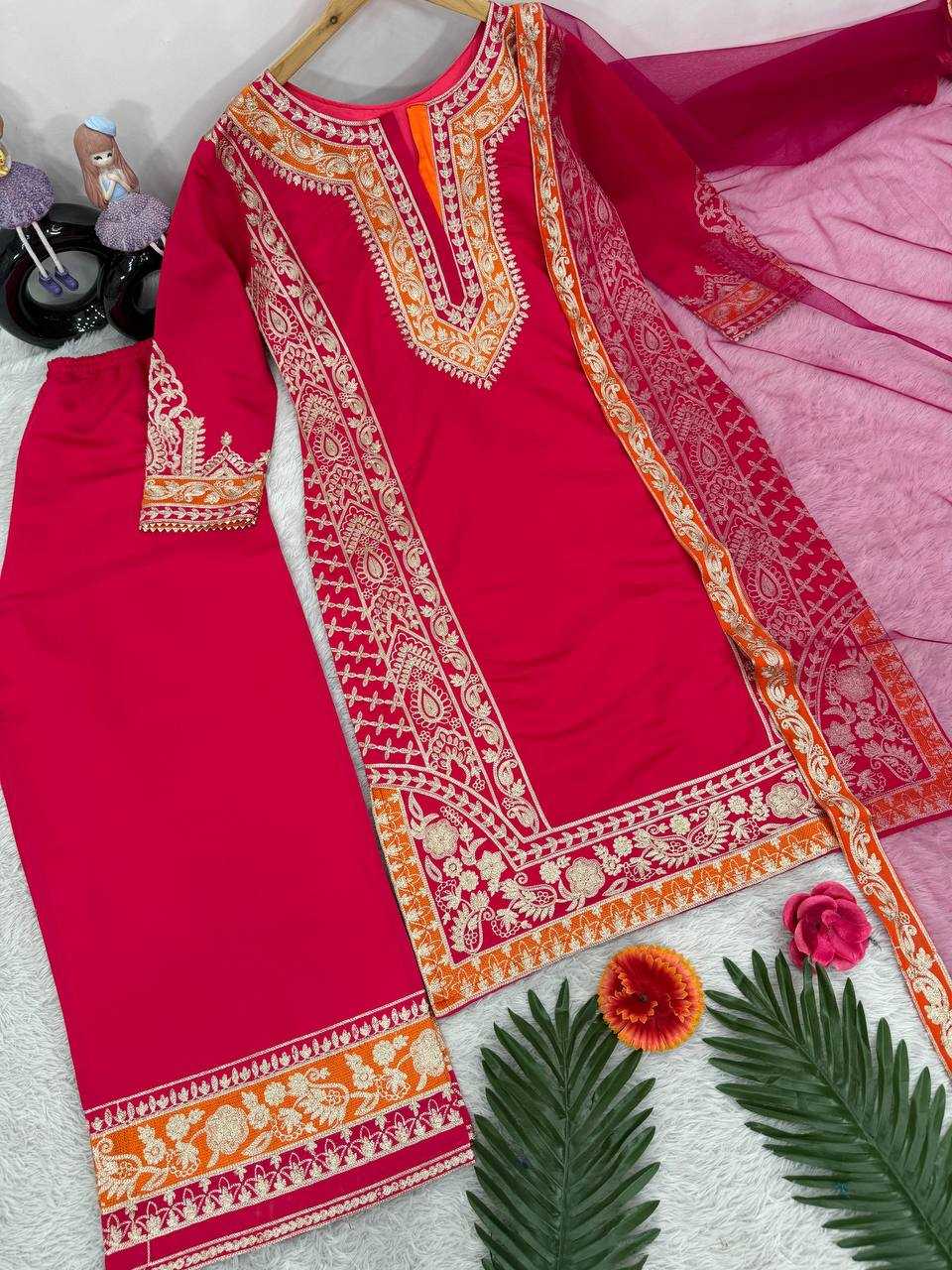 YNF HEAVY ROMAN SILK KESH139 1659 SUITS & DRESSES WHOLESALE LADIES SILK WEDDING PINK SALWAR SUITS MANUFACTURE - Deevit International