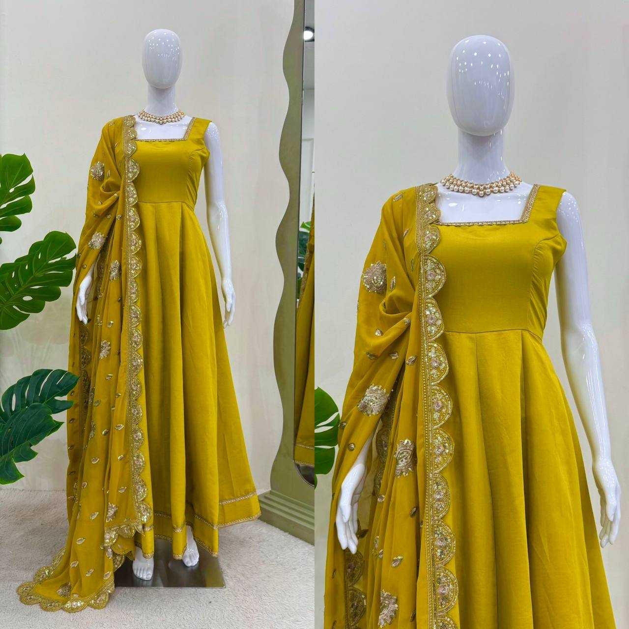 YNF HEAVY ROMAN SILK RIN133 1489 GOWNS WHOLESALE WEDDING ANARKALI SILK GOWNS MANUFACTURER - Deevit International