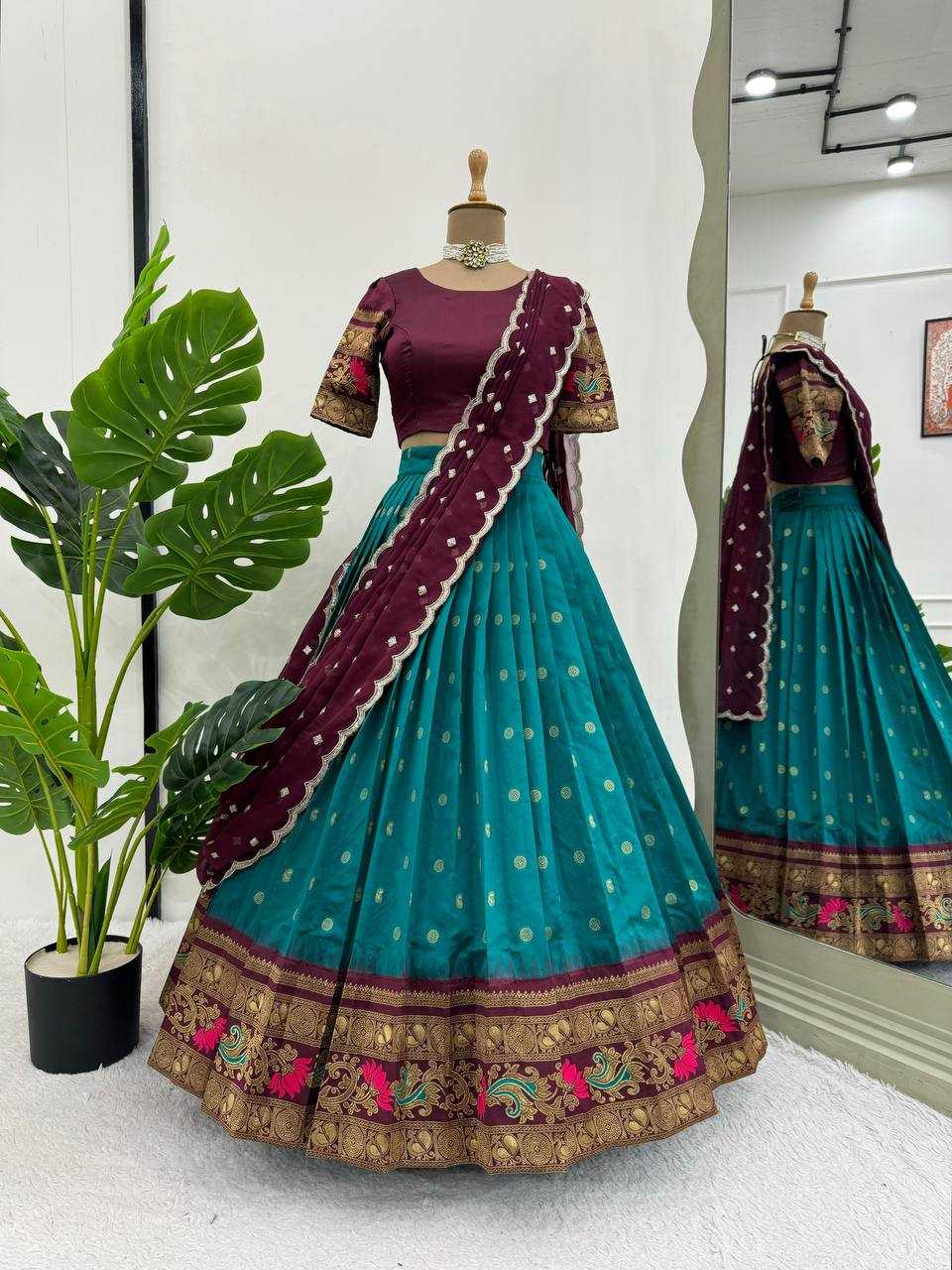 YNF JACQUARD KESH162 307 LEHENGAS WHOLESALE SILK WEDDING LEHENGA WITH DUPTTA LEHENGAS MANUFACTURE - Deevit International