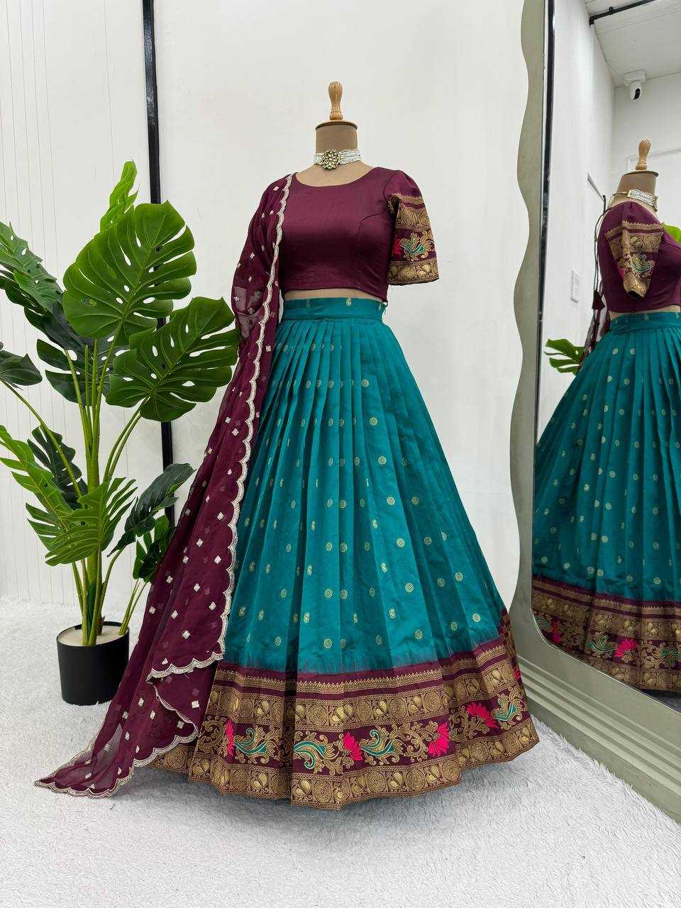 YNF JACQUARD KESH162 307 LEHENGAS WHOLESALE SILK WEDDING LEHENGA WITH DUPTTA LEHENGAS MANUFACTURE - Deevit International