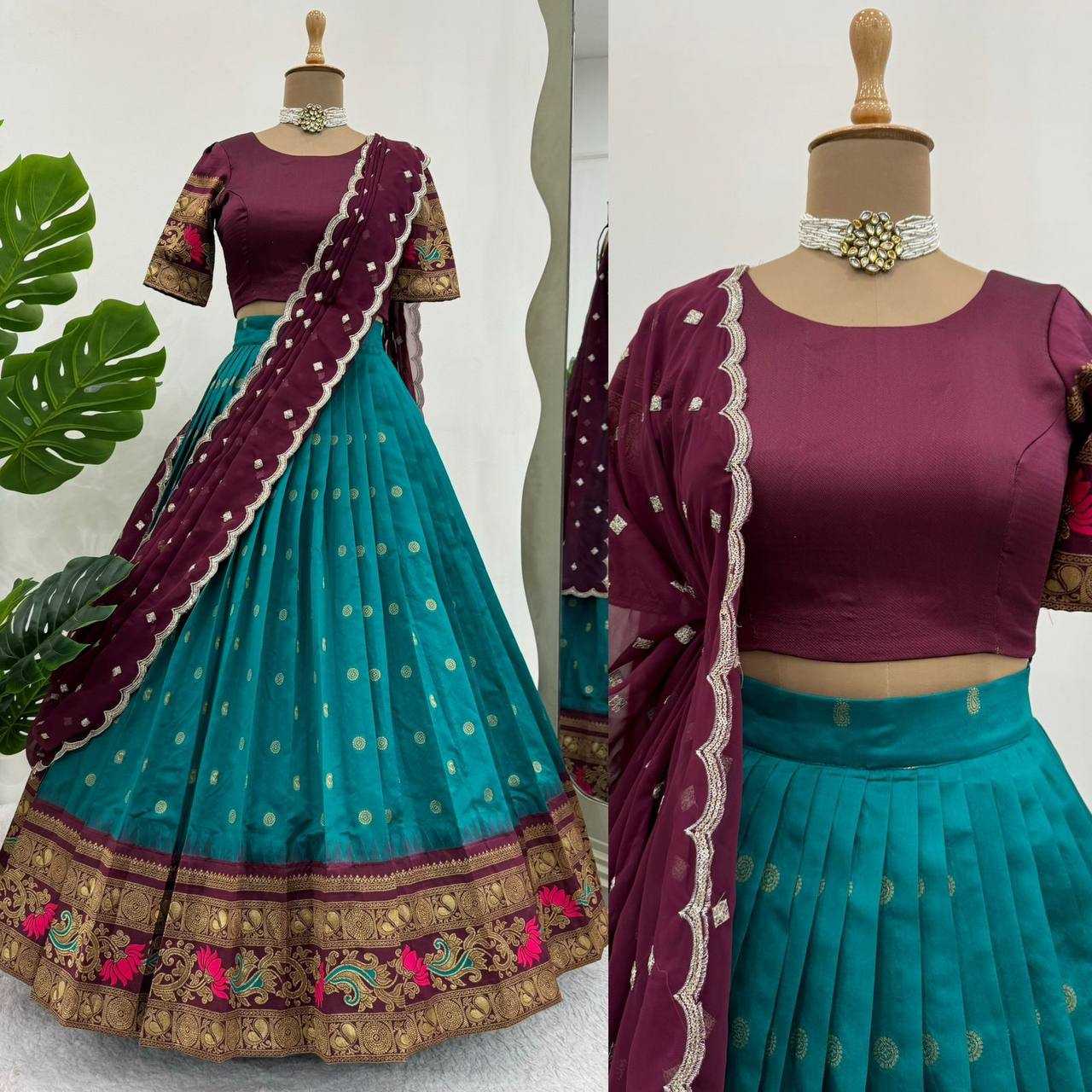 YNF JACQUARD KESH162 307 LEHENGAS WHOLESALE SILK WEDDING LEHENGA WITH DUPTTA LEHENGAS MANUFACTURE - Deevit International