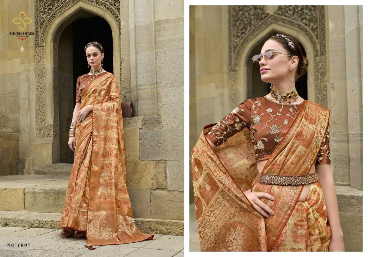 YNF JACQUARD SHUBH SHREE KESH113 Spot Light CLOTHING BRANDS WHOLESALE SAREES MANUFACTURER - Deevit International