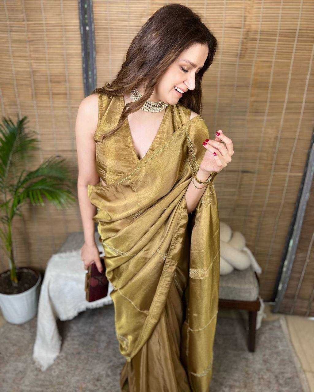 YNF JIMMY CHOO KESH250 RGF11 SAREES WHOLESALE JIMMY CHOO GOLDEN PARTY WEAR HAND WORK SAREES MANUFACTURER - Deevit International