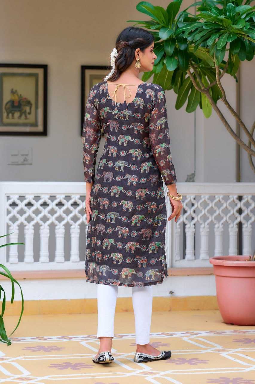 YNF KOTA CHEX KESH243 1032 KURTIS WHOLESALE LONG PRINTED BLACK KURTIS MANUFACTURER - Deevit International