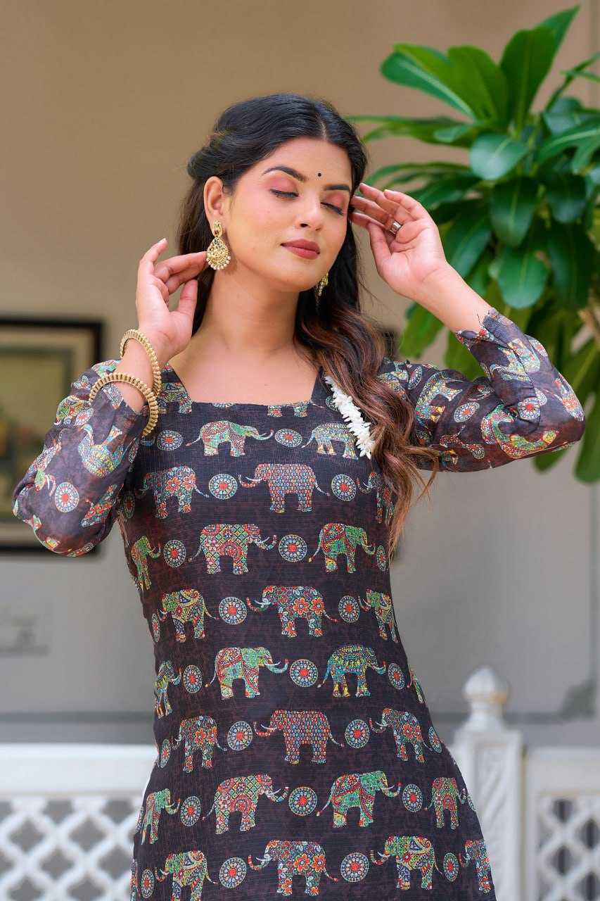 YNF KOTA CHEX KESH243 1032 KURTIS WHOLESALE LONG PRINTED BLACK KURTIS MANUFACTURER - Deevit International