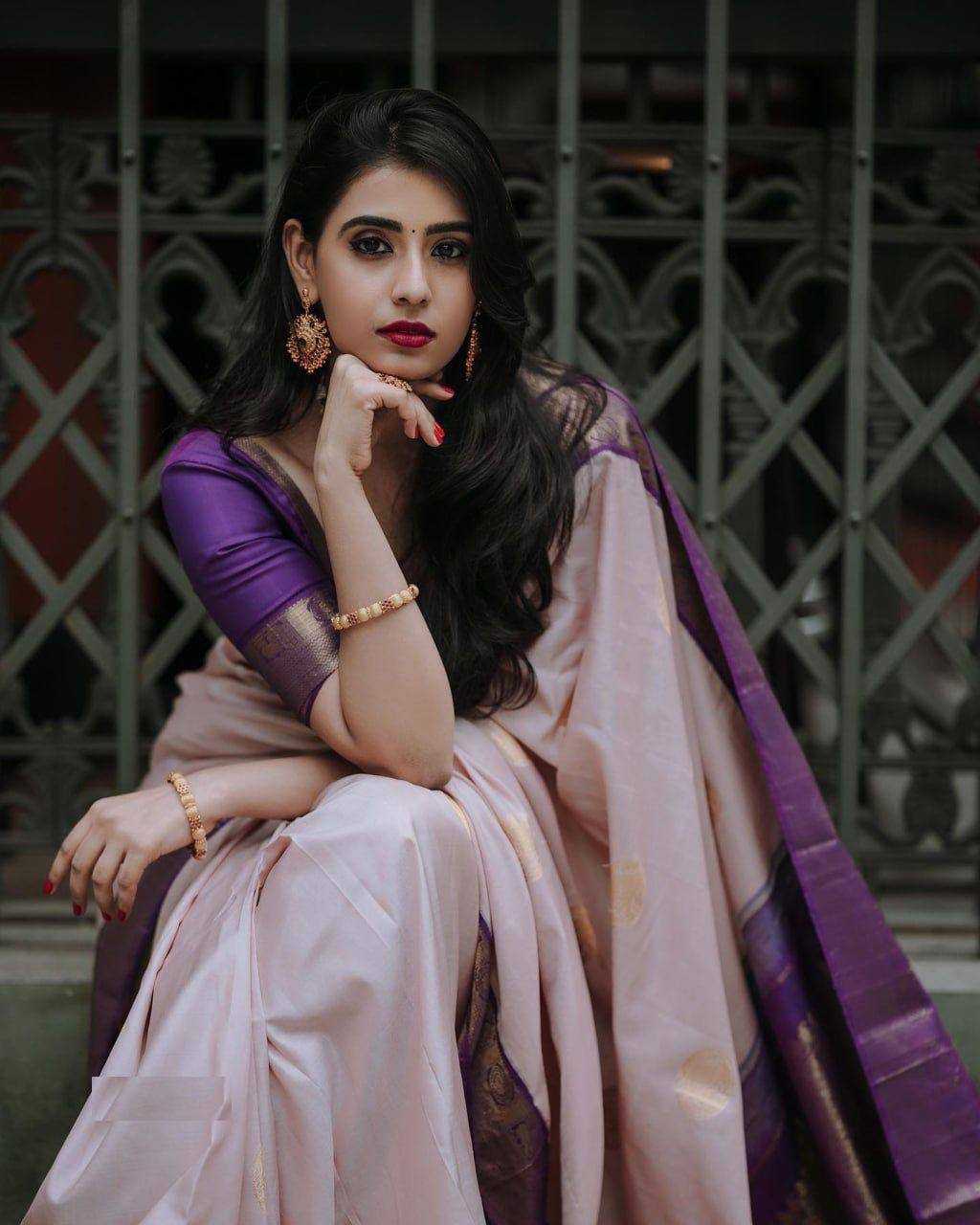 YNF LICHI SILK RIN179 775 SILK SAREES WHOLESALE BANARASI SILK ZARI BORDER SILK PURPLE SILK SAREES MANUFACTURER - Deevit International