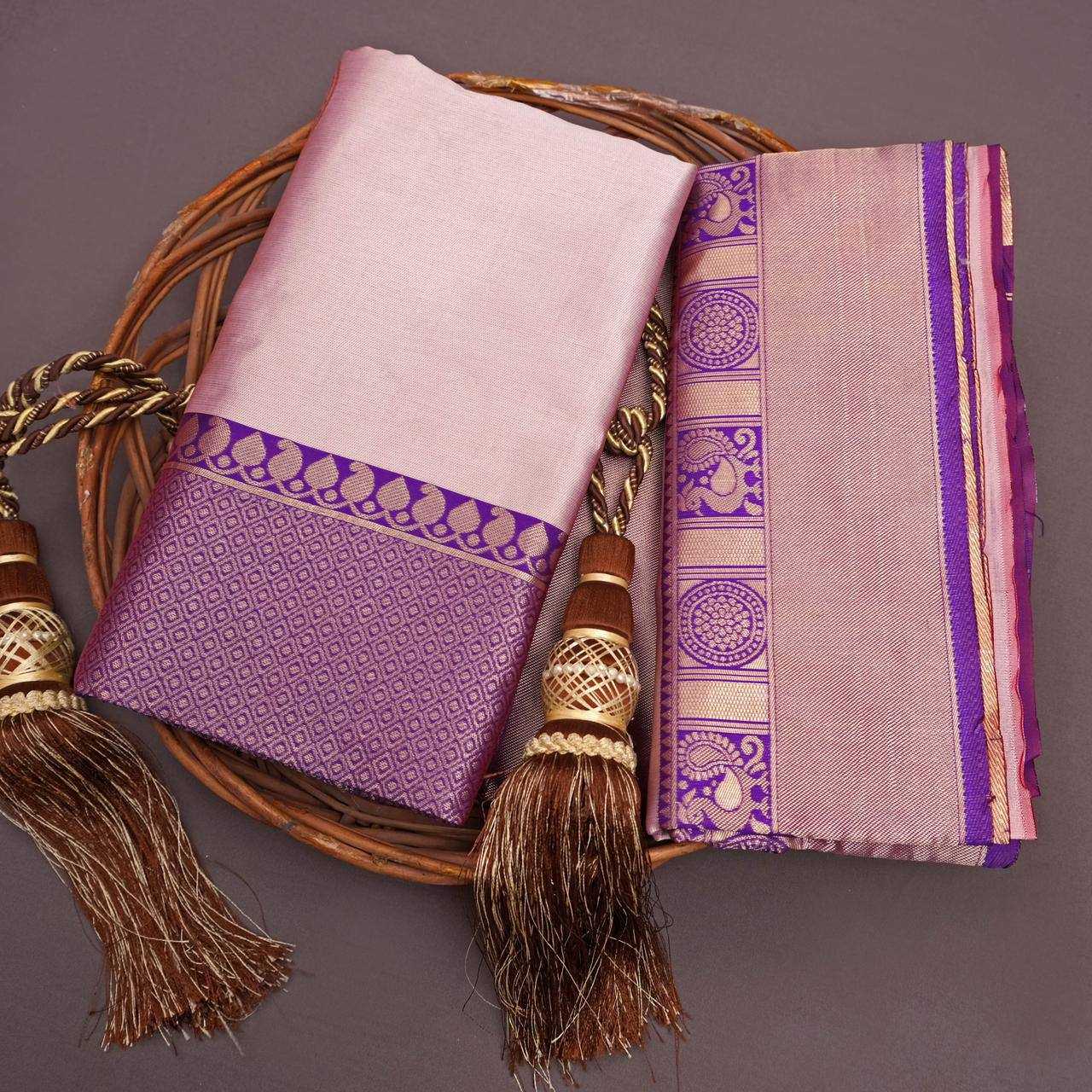 YNF LICHI SILK RIN179 775 SILK SAREES WHOLESALE BANARASI SILK ZARI BORDER SILK PURPLE SILK SAREES MANUFACTURER - Deevit International