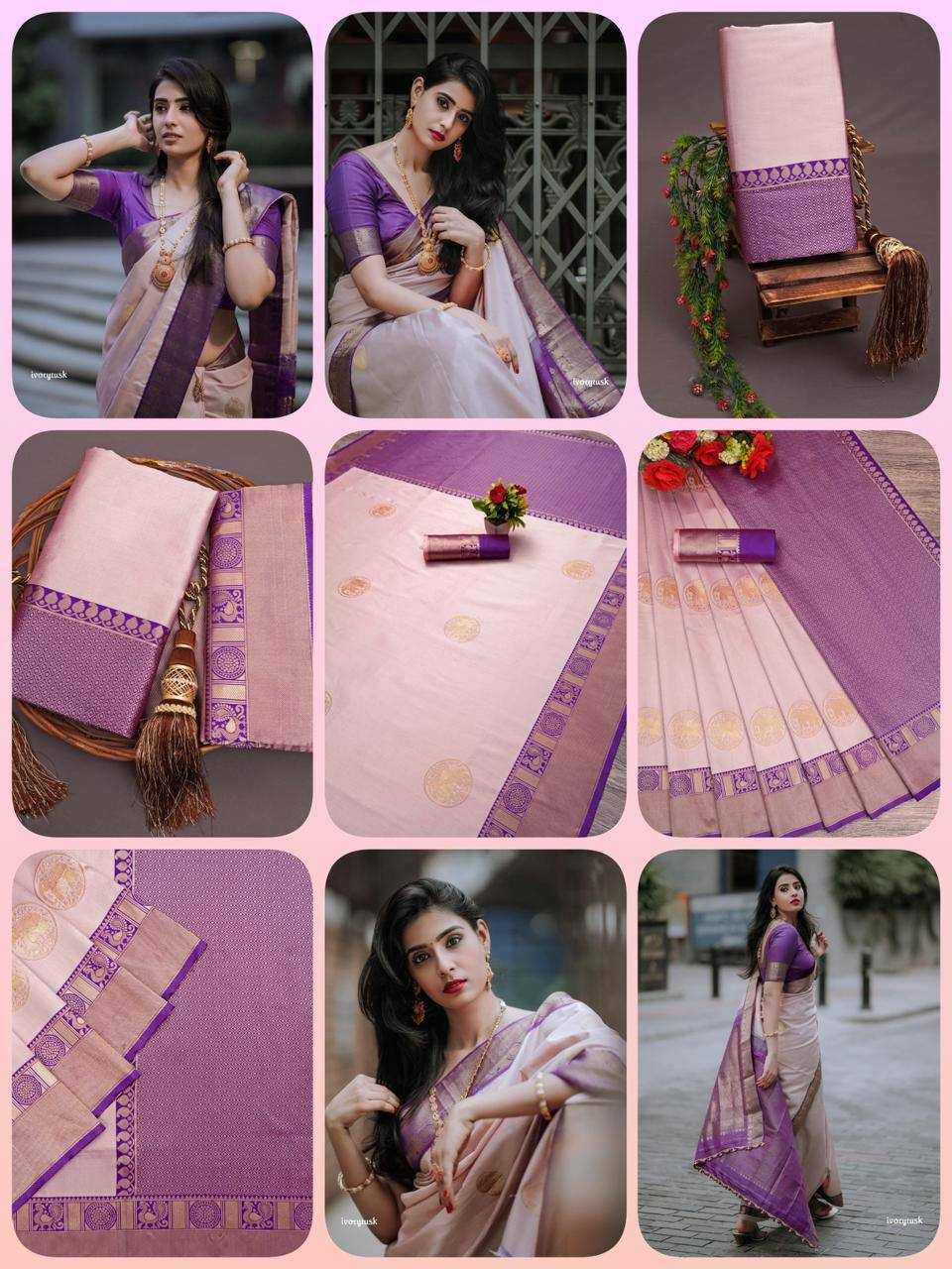 YNF LICHI SILK RIN179 775 SILK SAREES WHOLESALE BANARASI SILK ZARI BORDER SILK PURPLE SILK SAREES MANUFACTURER - Deevit International