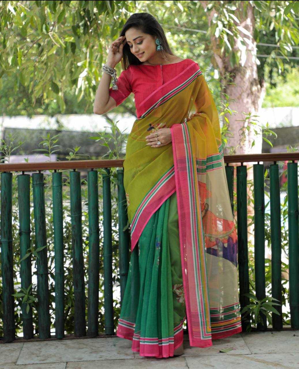 YNF LINEN KESH223 167 SAREES WHOLESALE TRADITIONAL PRINTED LINEN SAREES MANUFACTURER - Deevit International