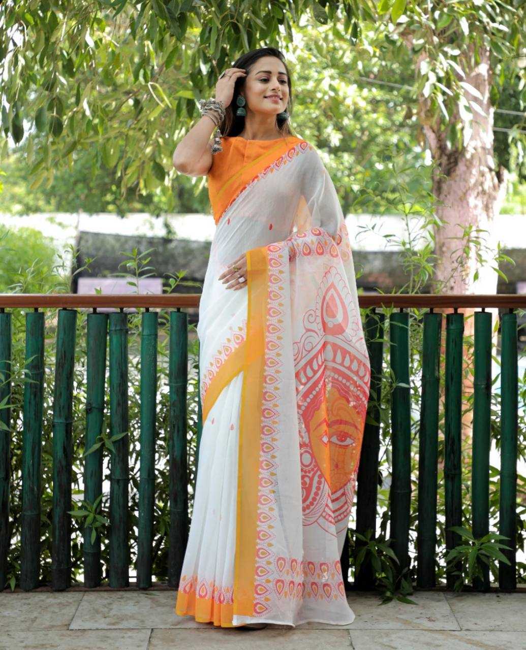 YNF LINEN KESH223 167 SAREES WHOLESALE TRADITIONAL PRINTED LINEN SAREES MANUFACTURER - Deevit International