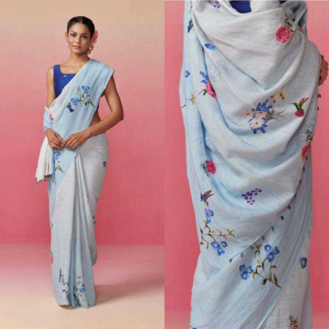 YNF LINEN KESH223 275 SAREES WHOLESALE PRINTED COTTON LINEN OFFICE WEAR SAREES MANUFACTURER - Deevit International