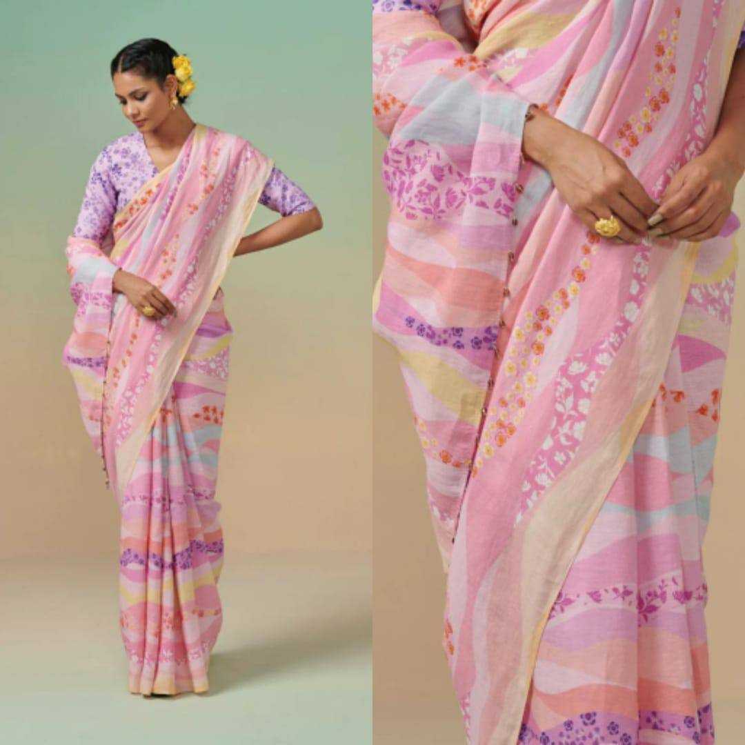 YNF LINEN KESH223 275 SAREES WHOLESALE PRINTED COTTON LINEN OFFICE WEAR SAREES MANUFACTURER - Deevit International