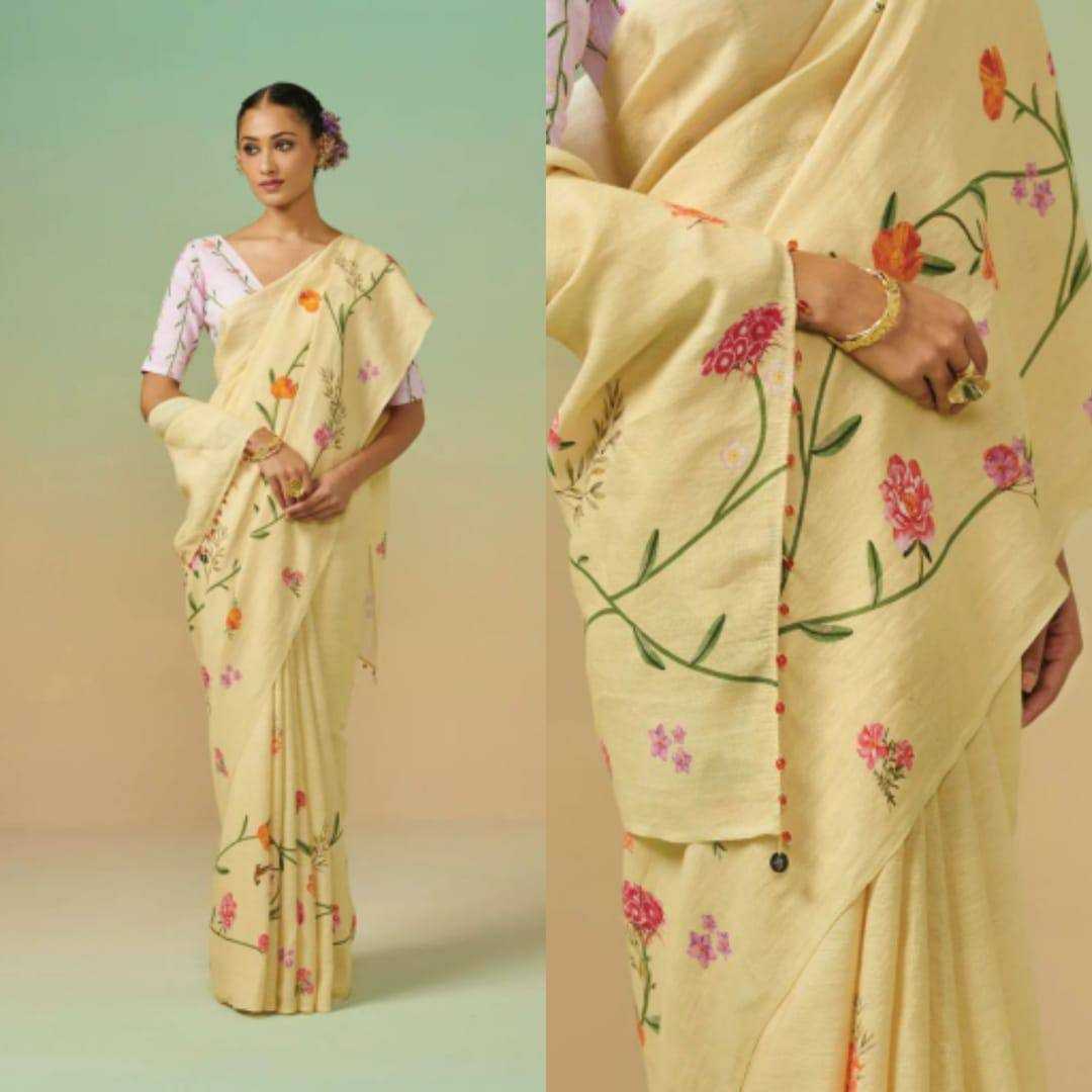 YNF LINEN KESH223 275 SAREES WHOLESALE PRINTED COTTON LINEN OFFICE WEAR SAREES MANUFACTURER - Deevit International