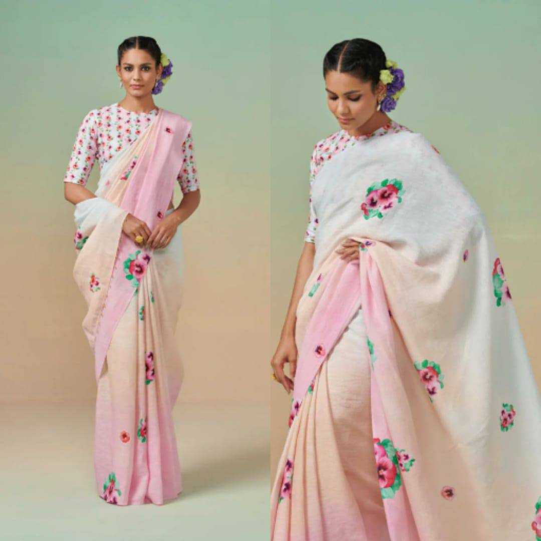 YNF LINEN KESH223 275 SAREES WHOLESALE PRINTED COTTON LINEN OFFICE WEAR SAREES MANUFACTURER - Deevit International