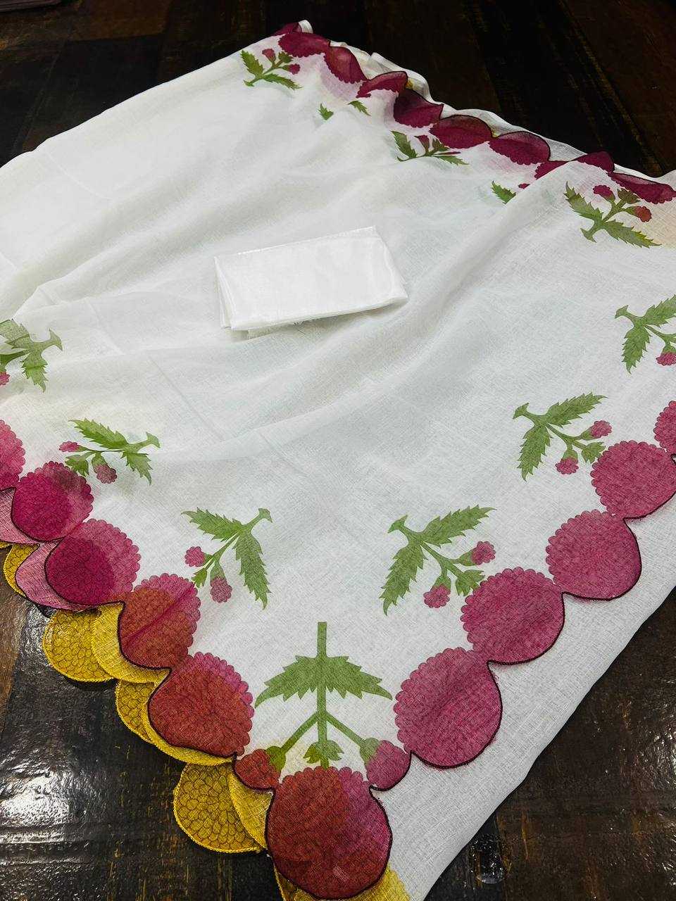 YNF LINEN KESH223 289 SAREES WHOLESALE SHILPA SHETTY SAREE CUT WORK COTTON PRINTED LINEN SAREES MANUFACTURER - Deevit International