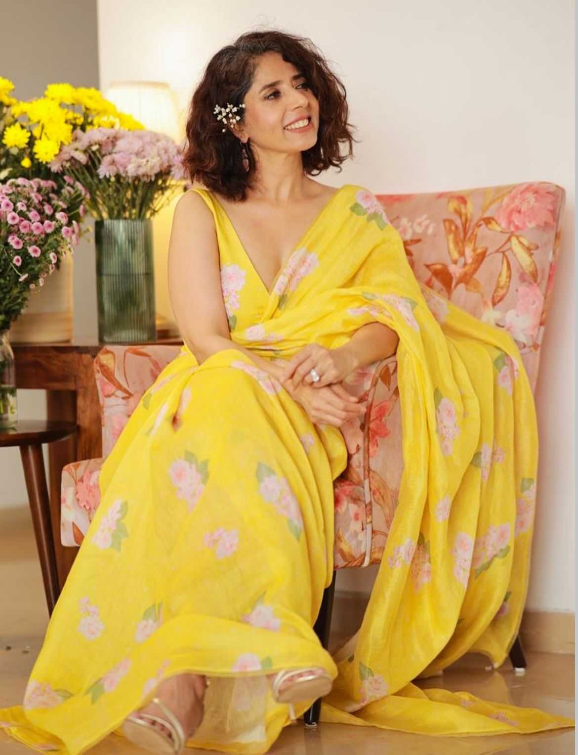 YNF LINEN KESH223 505 SAREES WHOLESALE YELLOW PRINTED LINEN SAREES MANUFACTURER - Deevit International