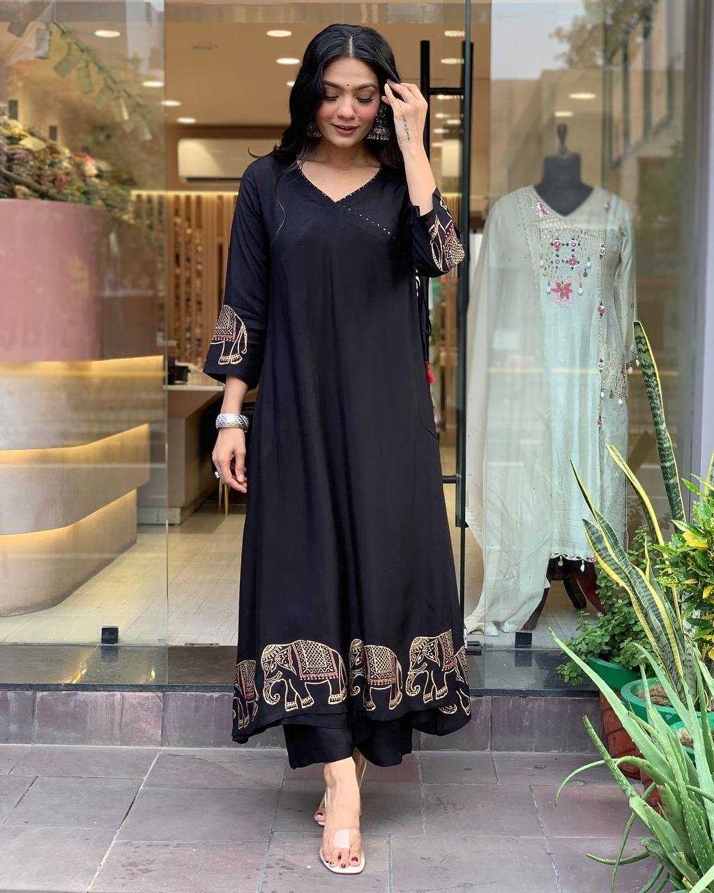 YNF MUSLIN KESH211 LDY115 KURTIS WHOLESALE FESTIVE LONG KURTI WITH BOTTOM BLACK KURTIS MANUFACTURER - Deevit International