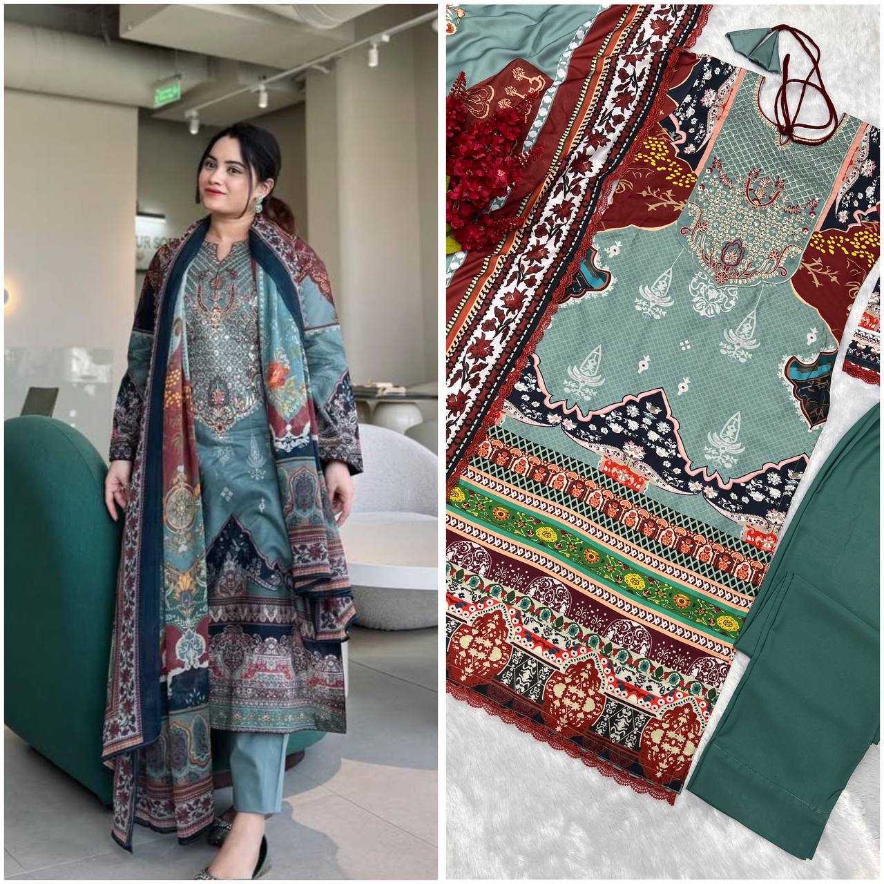 YNF MUSLIN KESH227 1024 SUITS & DRESSES WHOLESALE PAKISTANI EMBROIDERY PRINTED EID COLLECTIONS SUITS MANUFACTURE - Deevit International