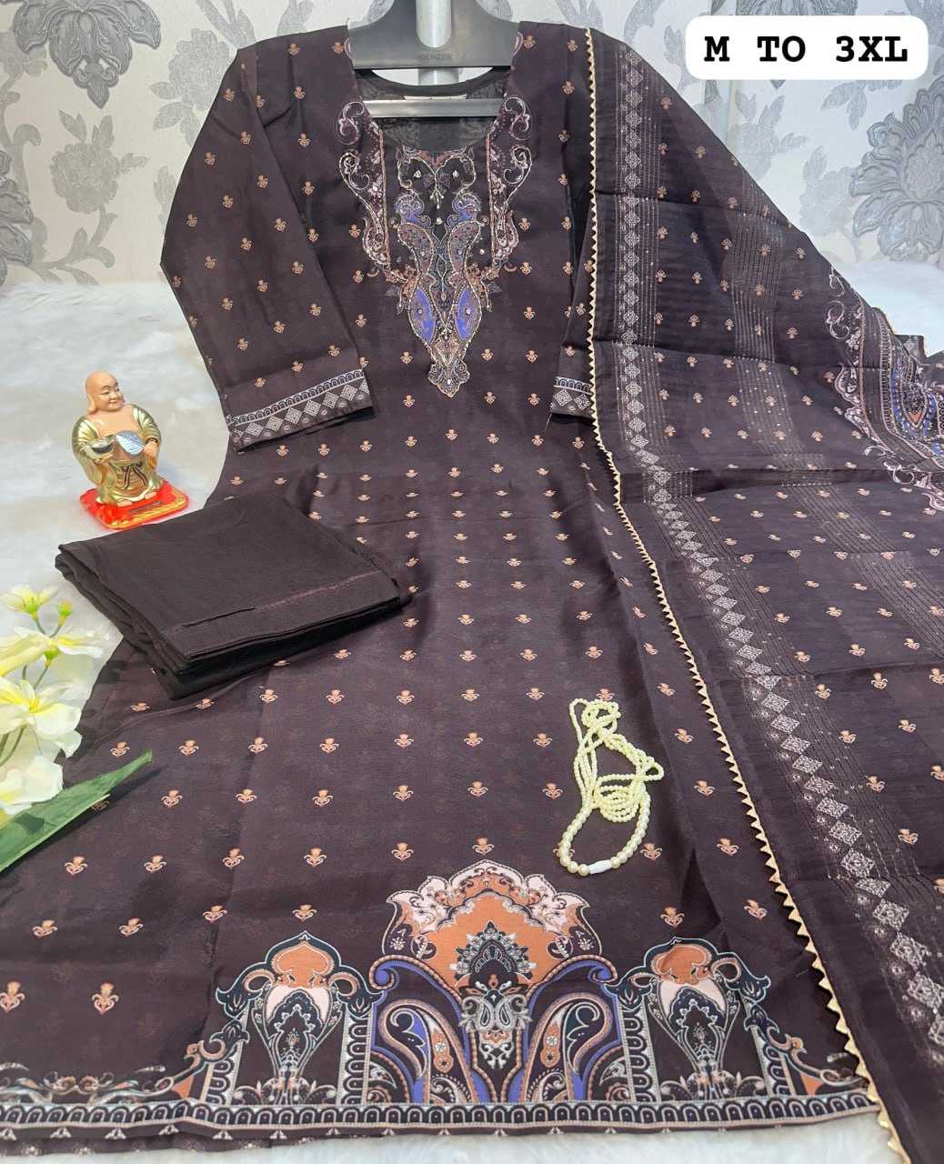 YNF MUSLIN KESH256 RNF21 SUITS & DRESSES WHOLESALE DESIGNER PRINTED CHANDERI WEDDING LADIES SILK SUITS MANUFACTURE - Deevit International