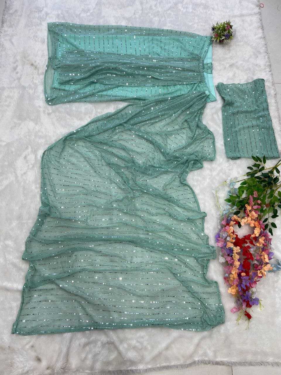 YNF NET RIN121 886 SAREES WHOLESALE GEORGETTE PARTY WEAR READY TO WEAR NET SAREES MANUFACTURER - Deevit International