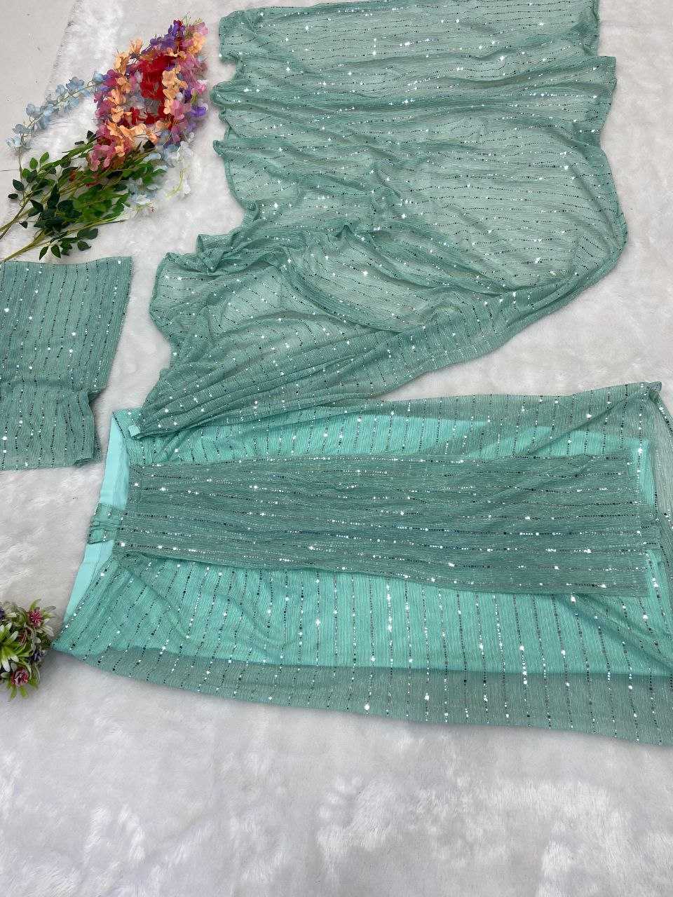 YNF NET RIN121 886 SAREES WHOLESALE GEORGETTE PARTY WEAR READY TO WEAR NET SAREES MANUFACTURER - Deevit International