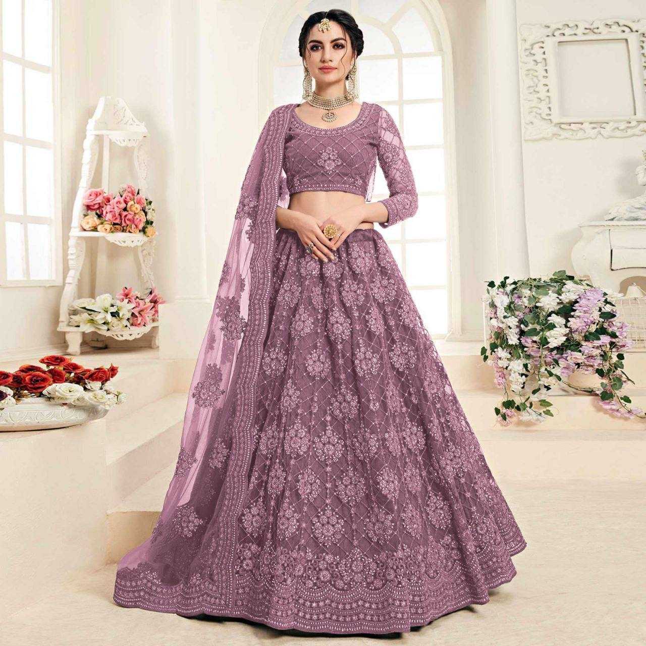 YNF NETRIN156 1063 LEHENHGA WHOLESALE NET WEDDING DESIGNER LEHENGA MANUFACTURER - Deevit International