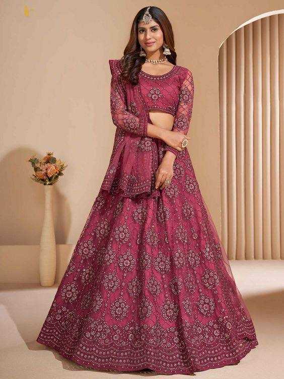 YNF NETRIN156 1063 LEHENHGA WHOLESALE NET WEDDING DESIGNER LEHENGA MANUFACTURER - Deevit International