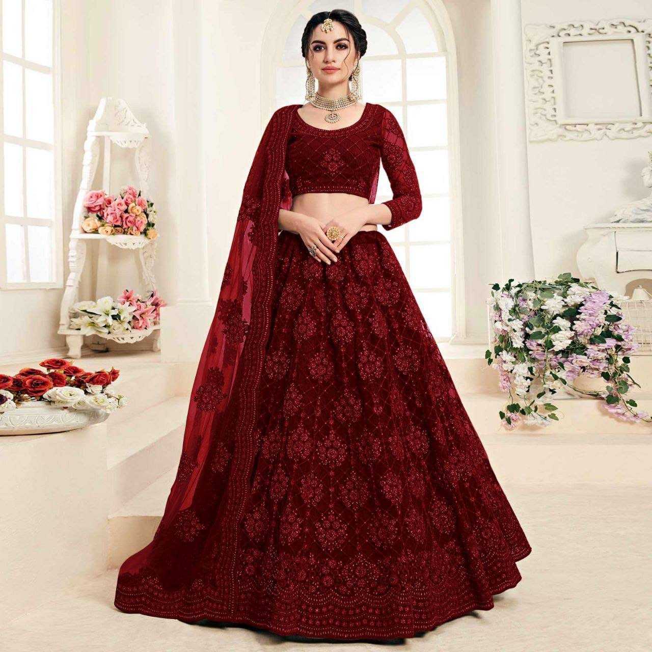 YNF NETRIN156 1063 LEHENHGA WHOLESALE NET WEDDING DESIGNER LEHENGA MANUFACTURER - Deevit International