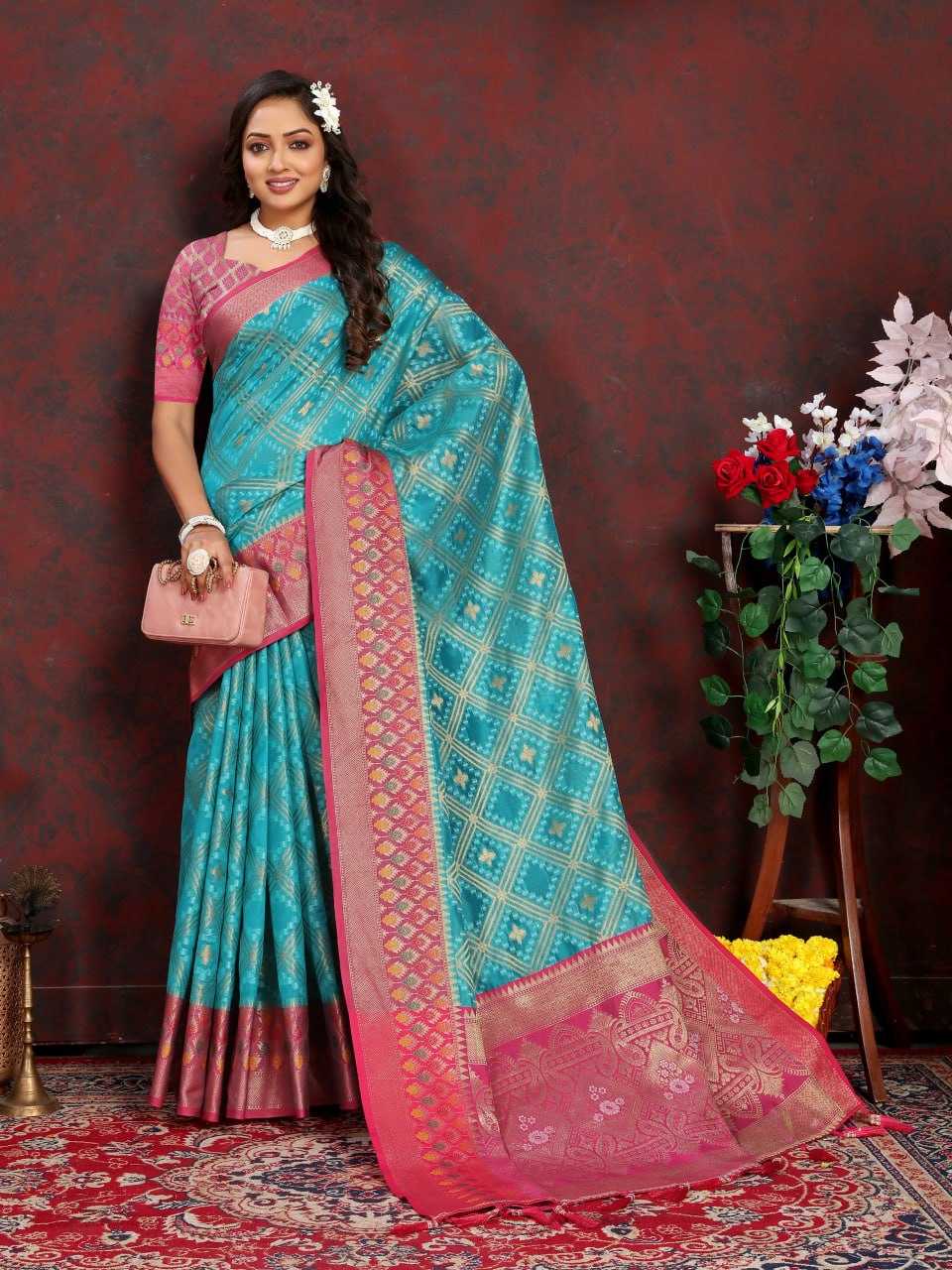 YNF ORGANZA RIN150 307 SAREES WHOLESALE ORGANZA EMBROIDERED ZARI SAREES MANUFACTURER - Deevit International