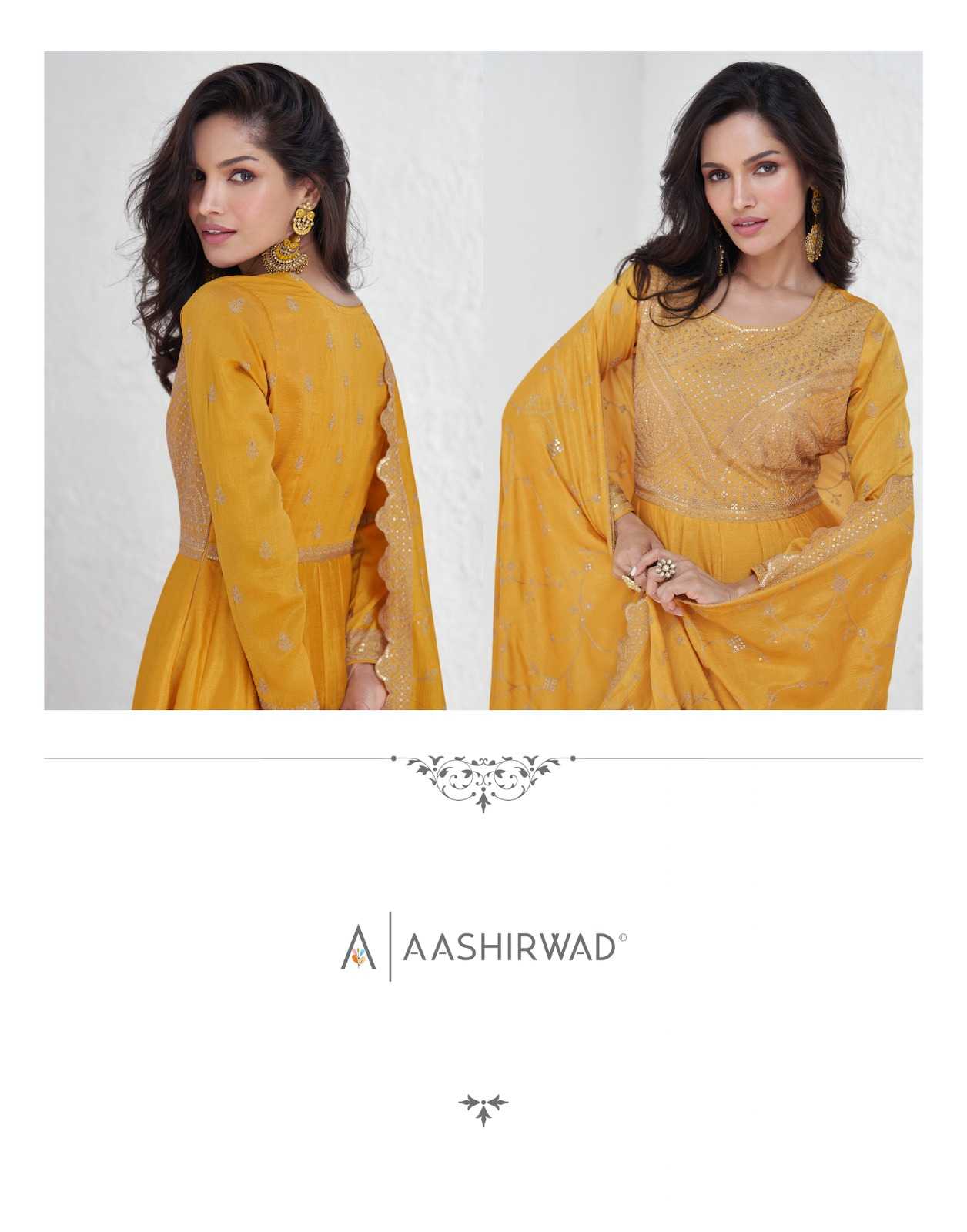 YNF PREMIUM SILK AASHIRWAD KESH233 SAROJ CLOTHING BRANDS WHOLESALE GOWNS MANUFACTURER - Deevit International