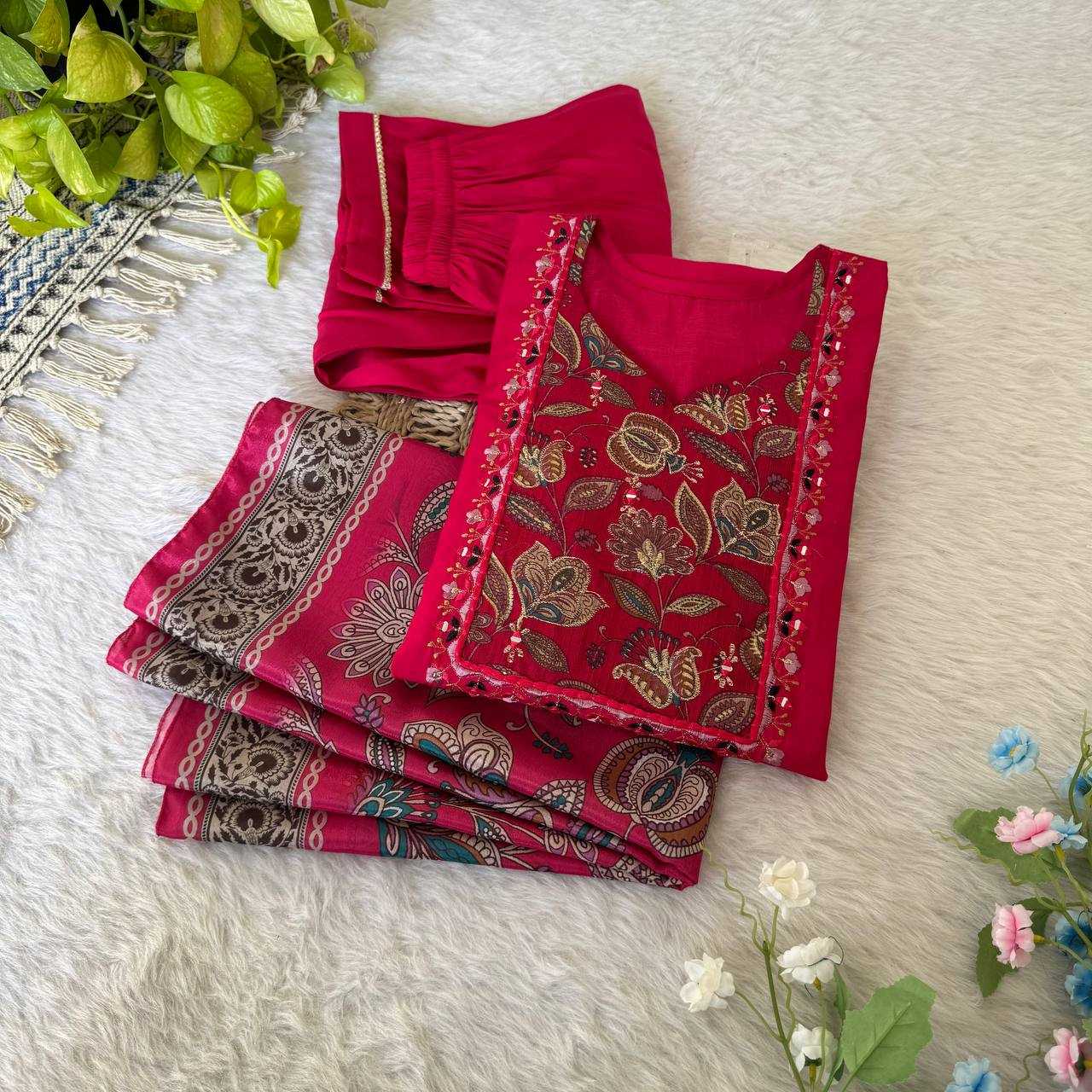 YNF PRMIUM ROMAN SILK KESH240 411 SUITS & DRESSES WHOLESALE LADIES WEDDING SILK PINK SALWAR SUITS MANUFACTURE - Deevit International